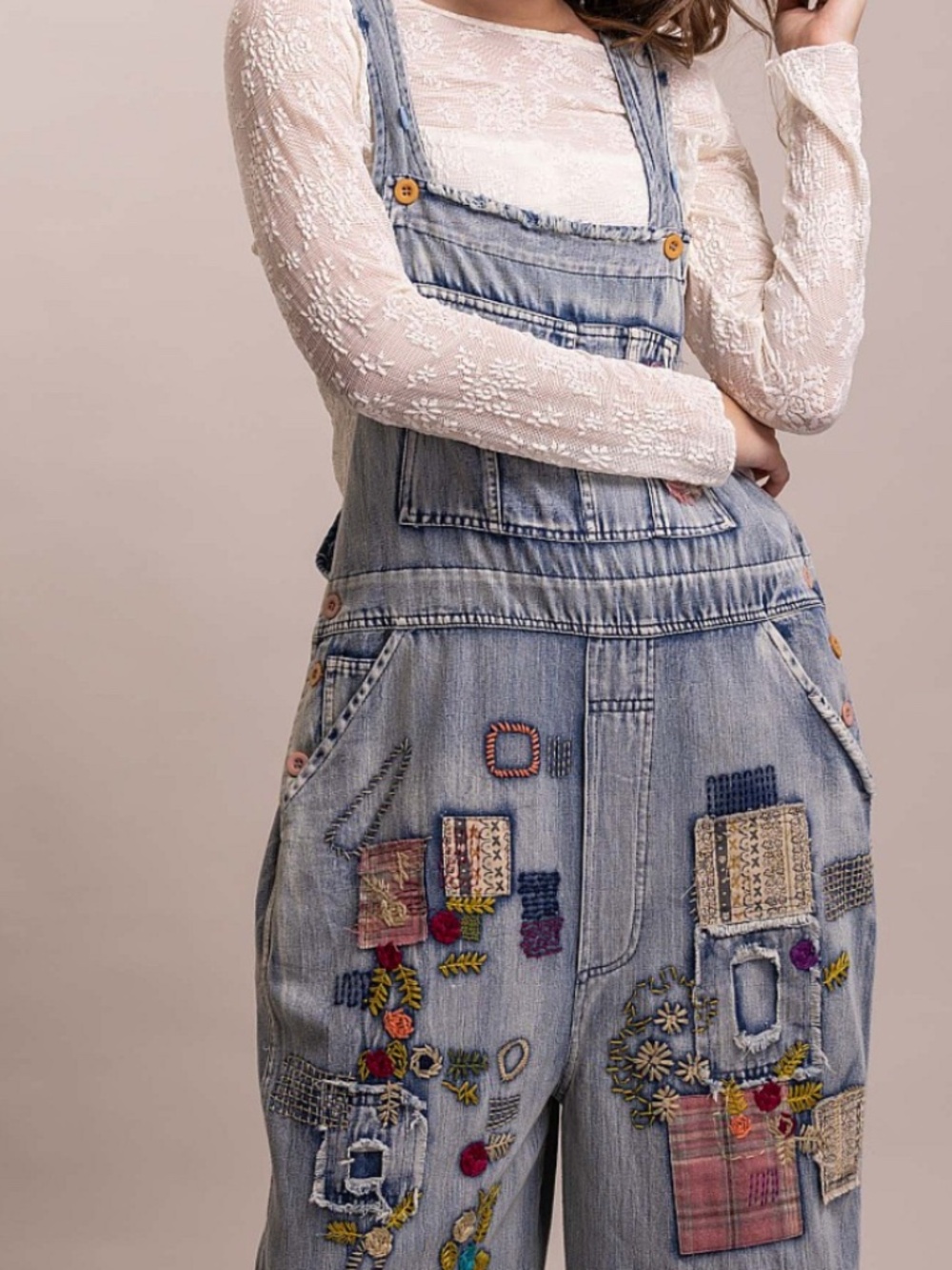 #1115 MULTI CONTRAST PACH MINERAL WASHED OVERALL - Picture 6 of 6